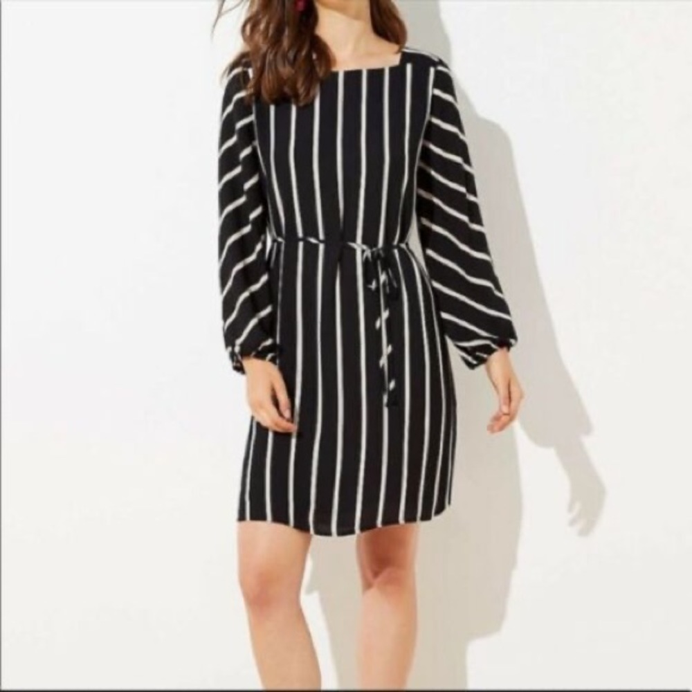 Loft • Striped Waist Tie Dress